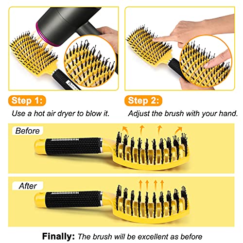 Detangling Brush 2 Pack, Boar Bristle Hair Brush Wet or Dry Hair