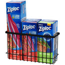 Wall Door Adhesive Kitchen Wrap Organizer Rack, No Drilling, Black