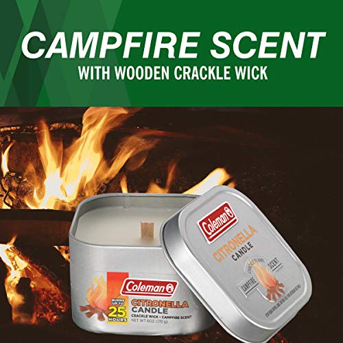 Coleman Scented Outdoor Citronella Candle with Wooden Crackle Wick - 6 oz