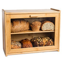 Bamboo Bread Box for Kitchen Counter - Double Layer Bread Storage with Clear Windows