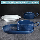 Ceramic Soup and Sandwich Plate Combo, 16 oz Soup Bowls/Mugs/Cups with Handles & 9.85-inch Oval Bread Plates, Soup and Cracker/Side Bowls Set