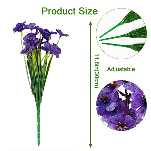 12 Bundles Artificial Flowers Fake Plants Plastic Greenery Shrubs with Faux Purple Flower
