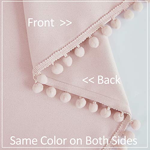 Pink Pom Poms Blackout-Curtains 95 inch Bedroom Window Curtains