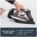 Steam Iron with Retractable Cord and Stainless Steel Soleplate, Black