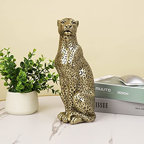 Cheetah Statue Home Decor Leopard Sculpture Resin Sitting Cheetah Figurine