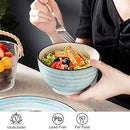 Blue Dinner Set, 24 Pieces Stoneware Dinnerware Set, Handpainted Spirals Pattern