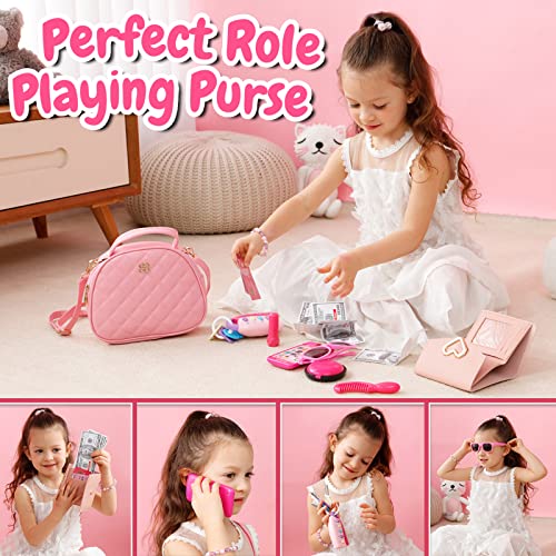 Kids Makeup Kit Girls Purse - Cute Pretend Cosmetics Mini Bag Toy Cell Phone Wallet