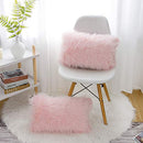 Set of 2 Lumbar Pink Fluffy Pillow Covers New Luxury Series Merino Style
