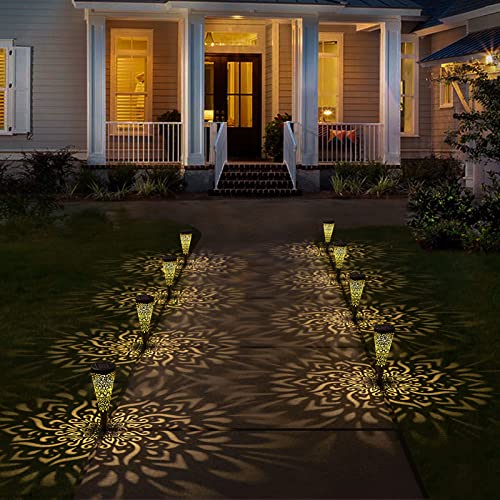 6 Pack Solar Lights Outdoor Garden Decorative Solar Garden Lights with Warm Light Waterproof Solar