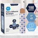 Sterile Fabric Adhesive Bandages [100 Count]- First Aid Bandages Coated