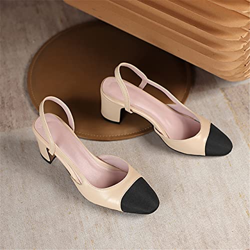 Women Sling Back Pumps Chunky Heels Wedding Shoes