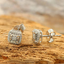 Miracle Set Square Cut Cluster Halo Stud Earrings For Women - 0.15 Cttw Round Cut