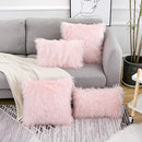 Set of 2 Lumbar Pink Fluffy Pillow Covers New Luxury Series Merino Style