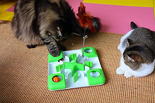 Cat Puzzle Feeder Treat Puzzle Toy, Cat Slow Feeder Food Dispenser, Interactive Treat