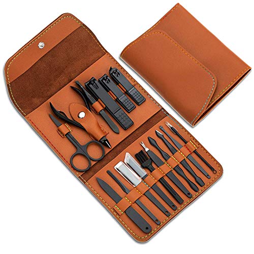 Gifts for Men/Women, Stainless Steel Manicure Set with PU leather case)