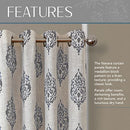 Navara Medallion Room-Darkening Window Curtain, Single Panel, 52" x 95" (1 Panel)