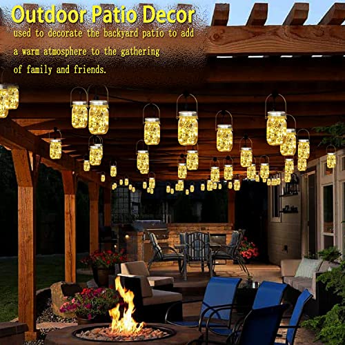 8 Pack Outdoor Solar Lantern 30LED Mason Jar Lights Solar Powered,Waterproof Hanging