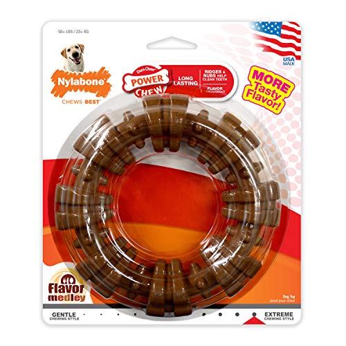 Nylabone Power Chew Textured Dog Chew Ring Toy Ring Flavor Medley X-Large/Souper (1 Count)