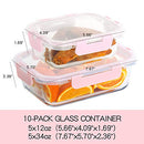 [10 Pack] Glass Meal Prep Containers, Food Storage Containers with Lids Airtight
