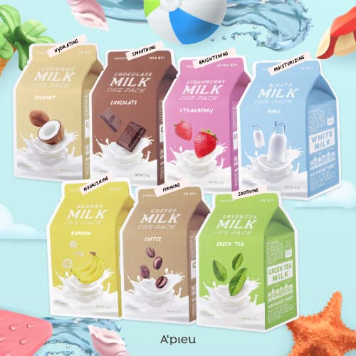 Milk Sheet Mask (7 flavors in 1 pack) with Milk Essence - Korean skincare