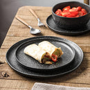 Stone Lain Tom Rustic Stoneware Dinnerware Set for 8, Black and White Reflection
