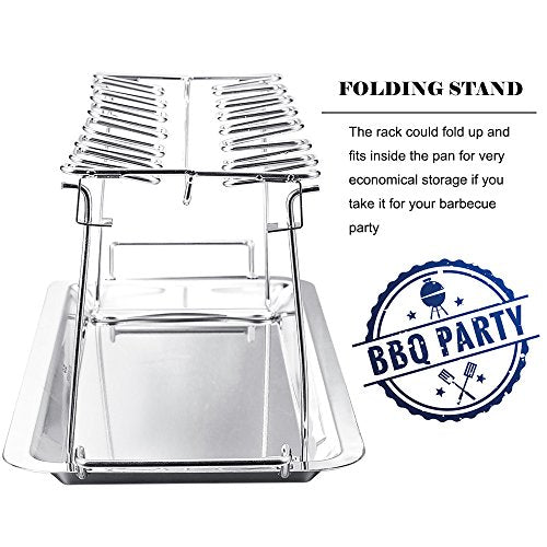 Chicken Leg Wing Rack 14 Slots Stainless Steel Metal Roaster Stand with Drip Tray