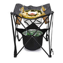 Folding Table with Insulated Cooler, Food Basket, and Travel Bag - Black