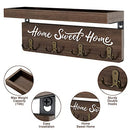 buways Wall-Mounted Key and Mail Holder, Wooden Key Rack with 4 Double Key Hooks, Rustic Home Decor for Entryway