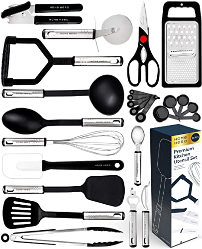 25 pcs Kitchen Utensils Set - Nylon & Stainless Steel Cooking Utensils Set