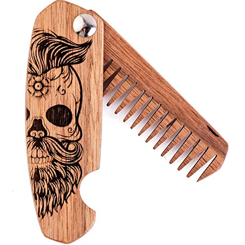 Wooden Beard Comb for Men Folding Pocket Comb