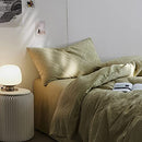 Matcha Green Nature Solid Color Bedding Set Waffle Weave Green Duvet Cover