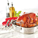 Dishwasher Safe Large 13 x 16-Inch Roaster with Nonstick Rack Cookware, 25-lbs, Silver