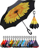 Double Layer Inverted Umbrella Reverse Folding Umbrellas Windproof (Sunflower)
