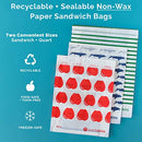 Recyclable + Sealable Paper Sandwich Bags, w/Closure Strip, 50-Count, Apple