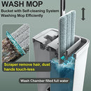Mop and Bucket with Wringer Set, Flat Floor Mop and Bucket with 3 Microfiber mops