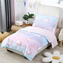 4-Piece Toddler Bedding Set - Ultra Soft Ombre Pink Blue Unicorn Print Heart Comforter Set