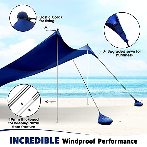 WIPHA Beach Tent-Family Portable Beach Canopy for 4-6 Adults-UPF 50+ Sand Free