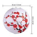 6 Pack Chinese Japanese Red Cherry Flowers Paper Lantern White Round Chinese