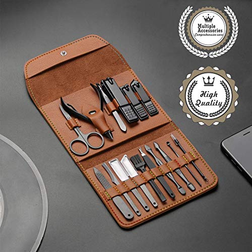 Gifts for Men/Women, Stainless Steel Manicure Set with PU leather case)