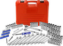 Mechanics Tool Set Drive Socket Wrench Ratchets, SAE/Metric, 122-Piece
