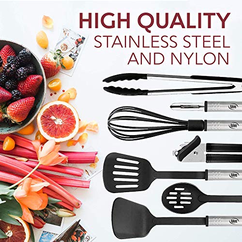 24 Nylon and Stainless Steel Utensil Set, Non-Stick and Heat Resistant