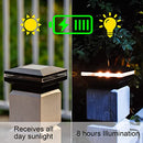 Solar Post Lights, Outdoor Post Cap Lights for Fence (4 Pack, Black)