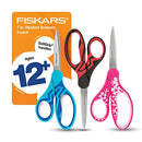 Fiskars Student Scissors, Scissors for School, SoftGrip 7 Inch, 3 Pack