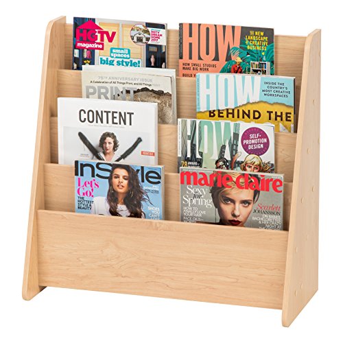 Wide 4 Pocket Magazine Rack, Light Brown