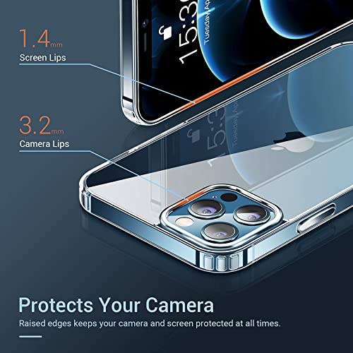 Crystal Clear Case Compatible with iPhone 12/12 Pro, Non-Yellowing Shockproof