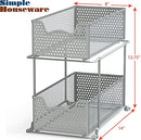 2 Tier Sliding Cabinet Basket Organizer Drawer, Silver
