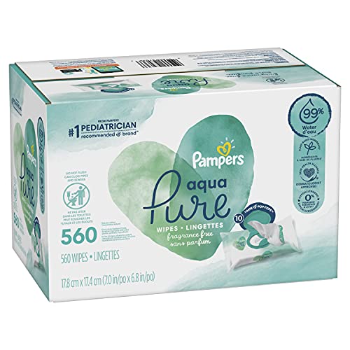 Pampers Aqua Pure Sensitive Water Baby Diaper Wipes, Hypoallergenic and Unscented