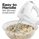 6-Speed Electric Hand Mixer with Whisk, Traditional Beaters, Snap-On Storage Case, White