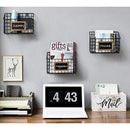 MyGift Whitewashed Wood Mail Holder Storage Box, Desktop Organizer Bin with Mail Script Design