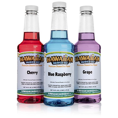 Hawaiian Shaved Ice Syrup 3 Pack with Accessories